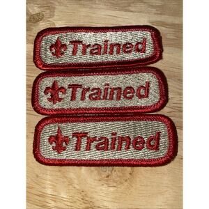 BSA, Boy Scout Trained Uniform Patch Red And Tan 2 1/2” Pre-owned